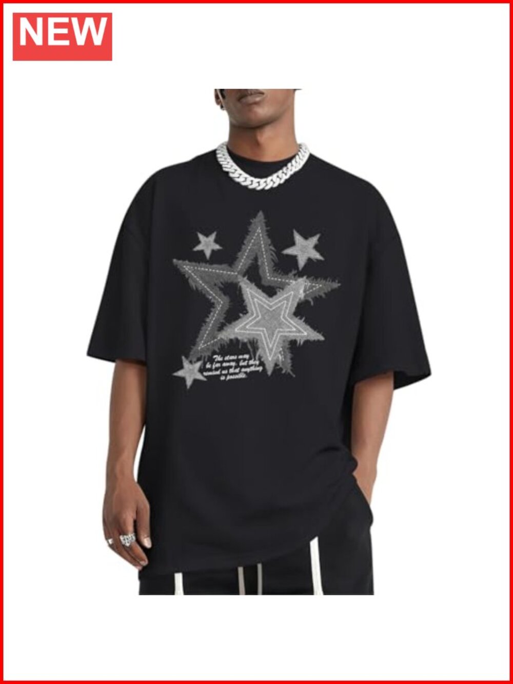 Men's Star Graphic T-Shirt Oversized Streetwear Vintage Y2K Grunge Tee